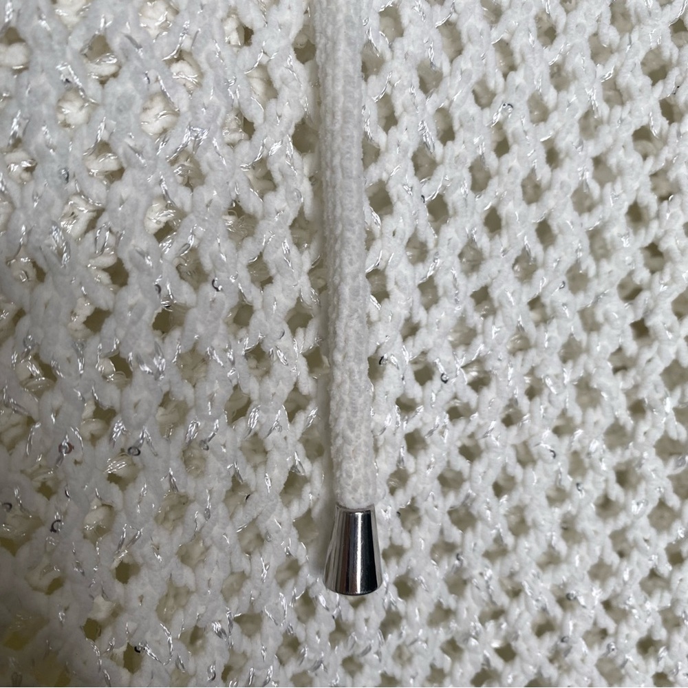 Joie Open Knit Crochet Hooded Sparkle Sweater in size M Ivory - Picture 10 of 15